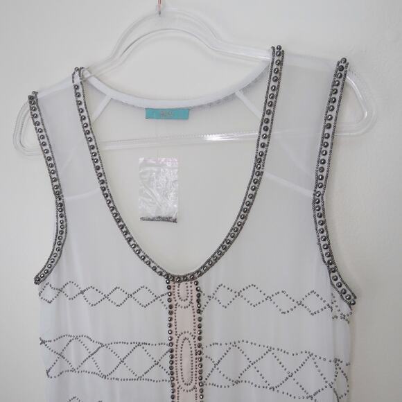 Anthro Rio Bazaar White Beaded Blouse Boho Small Festival Hippie - Picture 3 of 7